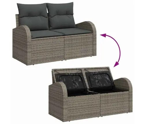 Sodo Sofų Rinkinys Su Pagalve 9 Pcs Pilka 55 X 55 X 37 Cm