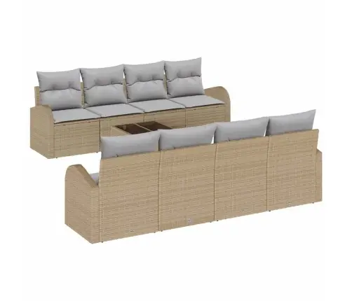 9 Daļu Dārza Dīvānu Komplekts Ar Spilveniem Bēšā Poliratanā Vidaxl