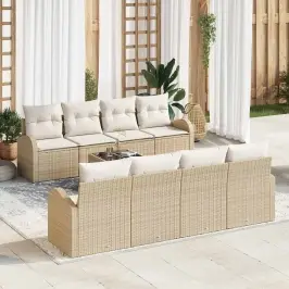 Dārza Dīvānu Komplekts 9 Pcs Bēšs Un Krēms 55 X 55 X 37 Cm Vidaxl