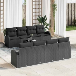 Dārza Dīvānu Komplekts Ar Spilvenu 9 Pcs Melna 55 X 55 X 37 Cm Vidaxl