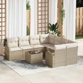 Dārza Dīvānu Komplekts 9 Pcs Bēšs Un Krēms 55 X 55 X 37 Cm Vidaxl