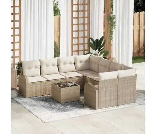 Sodo Sofų Rinkinys 9 Pcs Bežinė Ir Kreminė 55 X 55 X 37 Cm