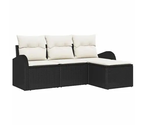 4 Daļīgs Dārza Dīvānu Komplekts Ar Spilveniem Melnā Poli Rotangpalmas Vidaxl