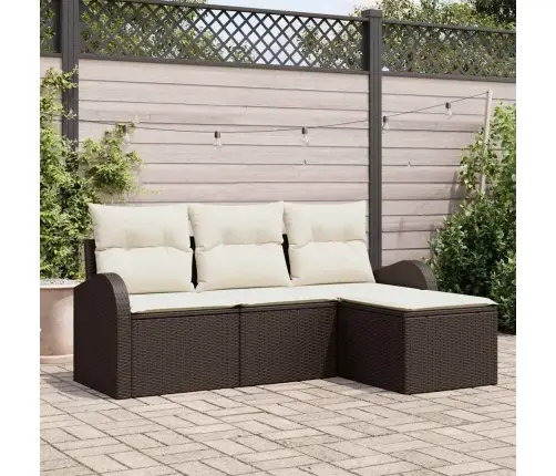 Diivanikomplekt Padjaga 4 Pcs Pruun Ja Valge Polürotang