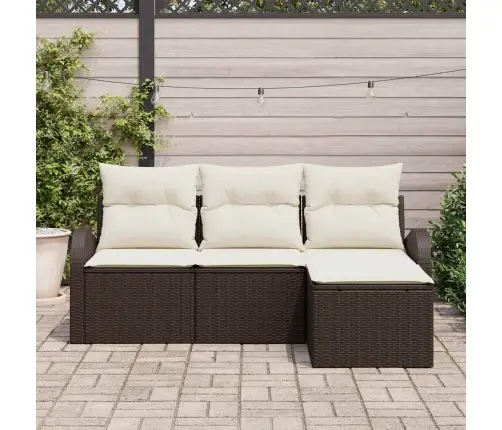 Diivanikomplekt Padjaga 4 Pcs Pruun Ja Valge Polürotang