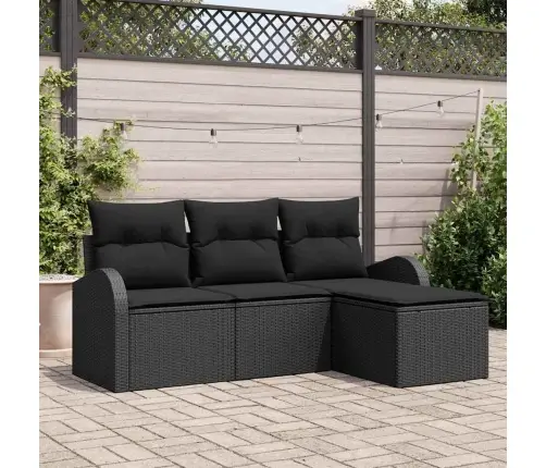 Diivanikomplekt Padjaga Ladustamisega 4 Pcs Must Polürotang