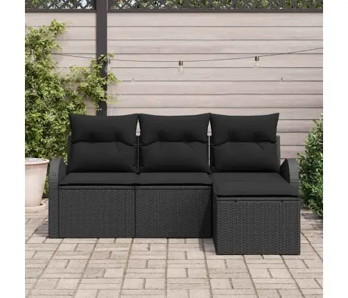 Diivanikomplekt Padjaga Ladustamisega 4 Pcs Must Polürotang