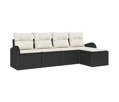 5 Gabalu Dārza Dīvānu Komplekts Ar Spilveniem Melnā Polietilēna Rotangpalma Vidaxl