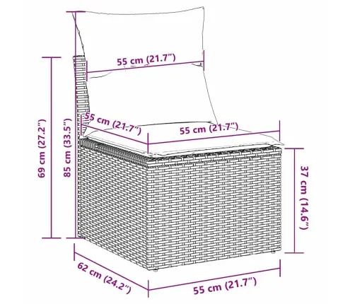 Diivanikomplekt Padjaga Ladustamisega 5 Pcs Hall Polürotang