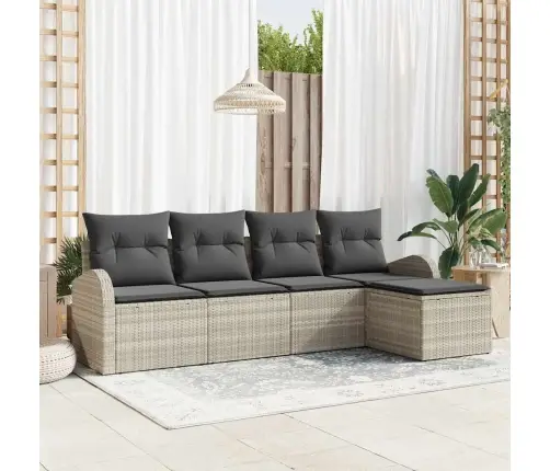 Diivanikomplekt Padjaga Ladustamisega 5 Pcs Helehall Polürotang