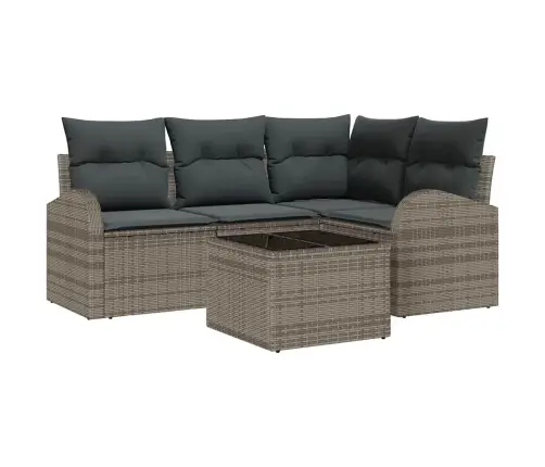 Dārza Dīvānu Komplekts 5 Pcs Pelēka Poliūtu Rotangpalma Vidaxl