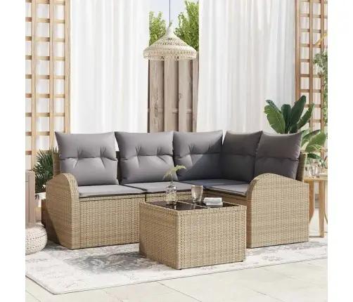 Dīvānu Komplekts 5 Pcs Bēša Un Gaišs Pelēks Poliratāns Vidaxl