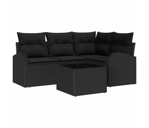 Dārza Dīvānu Komplekts Ar Spilvenu 5 Pcs Melna Poliratāns Vidaxl