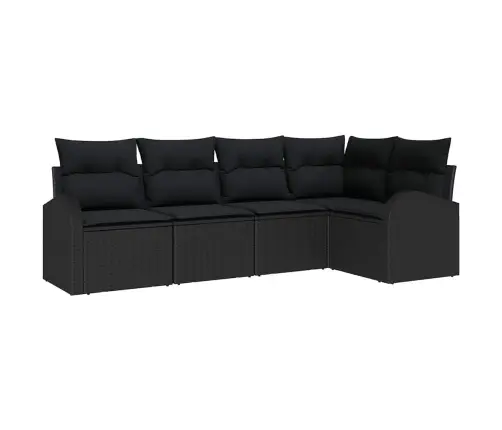 5 Daļu Dārza Dīvānu Komplekts Ar Spilveniem Melnā Polietilēna Rotangpalmas Vidaxl