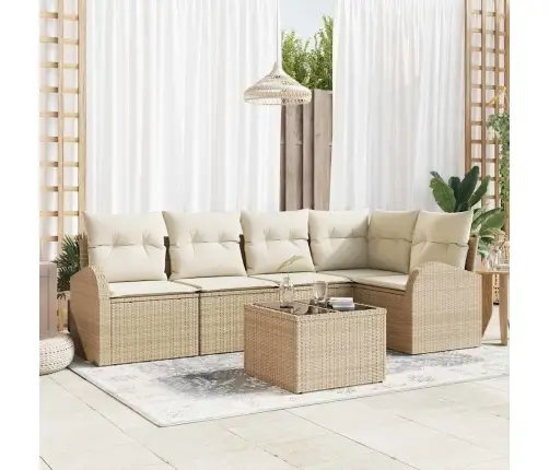 6 Daļu Dārza Dīvānu Komplekts Ar Spilveniem Brūnā Poli Rotangpalma Vidaxl