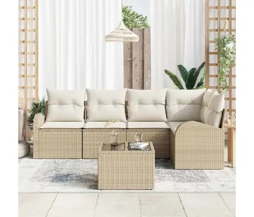 6 Daļu Dārza Dīvānu Komplekts Ar Spilveniem Brūnā Poli Rotangpalma Vidaxl