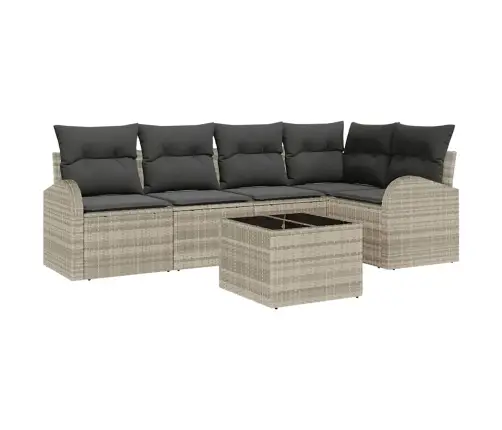 6 Gabalu Dārza Dīvānu Komplekts Ar Spilveniem Gaiša Poli Rotangpalma Vidaxl