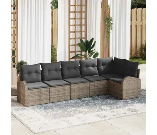 6 Daļu Dārza Dīvānu Komplekts Ar Spilveniem Pelēks Poliratinga Vidaxl