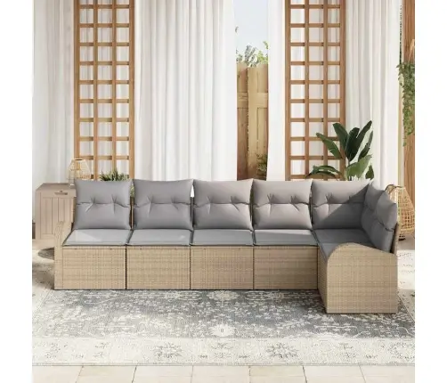 Aia Diivanikomplekt Padjaga 6 Pcs Beež Ja Heledhall Polürotang