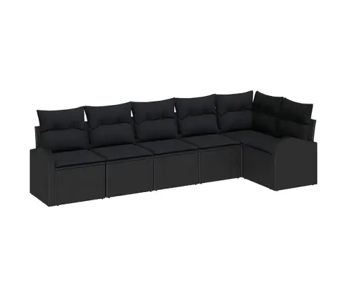 6 Daļu Dārza Dīvānu Komplekts Ar Spilveniem Melnā Poliestera Rotangpalmas Vidaxl