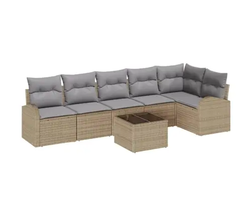 Sodo Sofų Rinkinys 7 Pcs Smėlio Ir Šviesiai Pilkos Spalvos