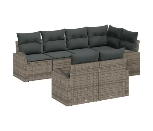 7 Daļu Dārza Dīvānu Komplekts Ar Spilveniem Pelēkā Polietilēna Rotangpalmas Vidaxl