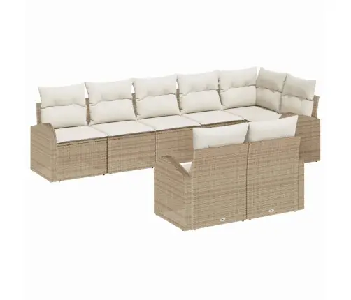 Sodo Sofų Rinkinys Su Pagalve 8 Pcs Bežinė Ir Balta Poliratanas