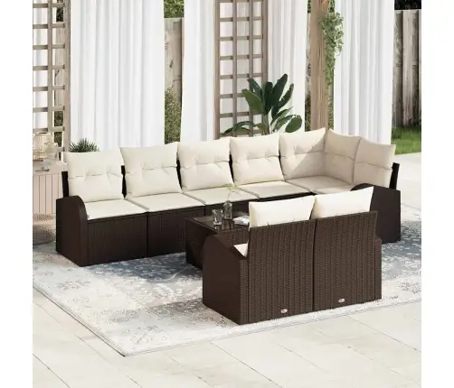 Diivanikomplekt Padjaga 9 Pcs Pruun Ja Valge Polürotang