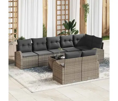 Dārza Dīvānu Komplekts 9 Pcs Pelēka Poliūtu Rotangpalma Vidaxl