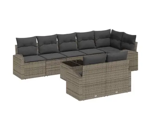 Dārza Dīvānu Komplekts 9 Pcs Pelēka Poliūtu Rotangpalma Vidaxl