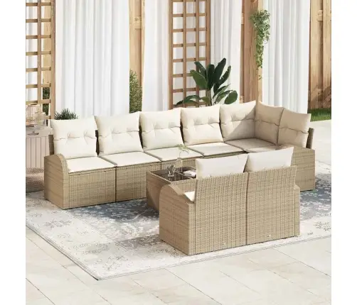 9 Daļu Dārza Dīvānu Komplekts Ar Spilveniem Brūnā Poli Rotangpalma Vidaxl