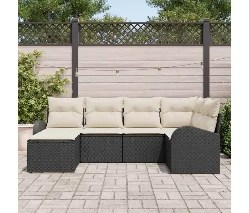 6 Gabalu Dārza Dīvānu Komplekts Ar Spilveniem Melnā Polietilēna Rotangpalmas Vidaxl