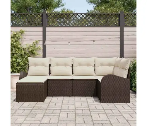 6 Gabalu Dārza Dīvāna Komplekts Ar Spilveniem Brūns Poliratans Vidaxl 6 Gabalu Dārza Dīvāna Komplekts Ar Spilveniem Brūns Poliratans Vidaxl