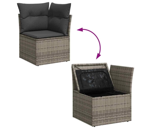 Sodo Sofų Rinkinys Su Pagalve 6 Pcs Pilka Poli Ratanas