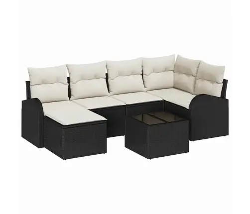 Sofos Komplektas Su Pagalve 7 Pcs Juoda Ir Balta Poliratanas