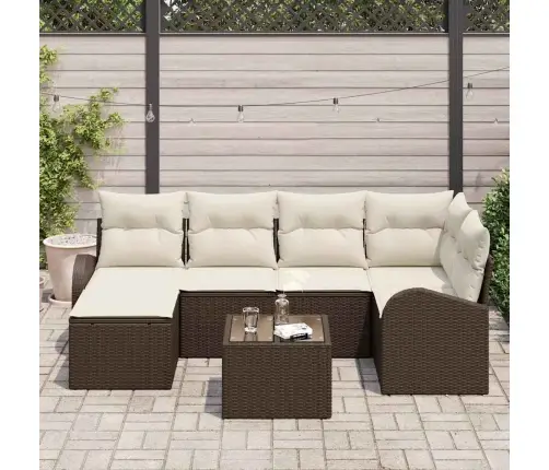 Diivanikomplekt Padjaga 7 Pcs Pruun Ja Valge Polürotang