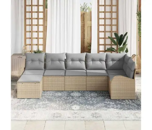 Dīvānu Komplekts Ar Spilvenu 7 Pcs Bēša Poliratāns Vidaxl