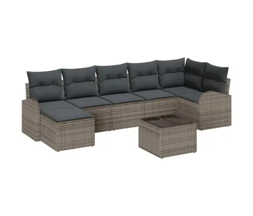 Dārza Dīvānu Komplekts 8 Pcs Pelēka Poliūtu Rotangpalma Vidaxl