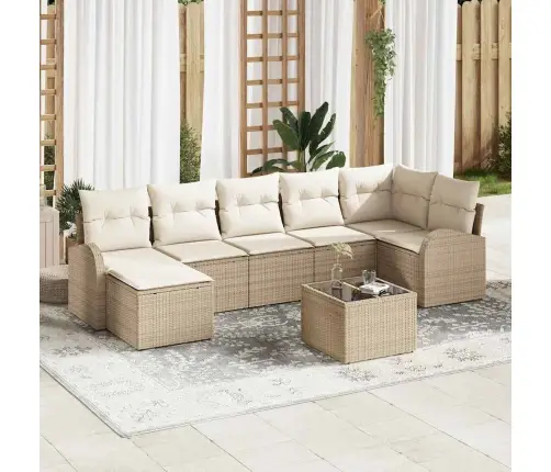 Diivanikomplekt Padjaga Ladustamisega 8 Pcs Beež Polürotang