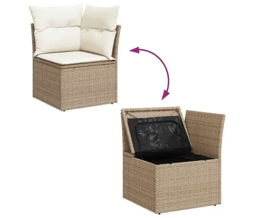 Diivanikomplekt Padjaga Ladustamisega 8 Pcs Beež Polürotang