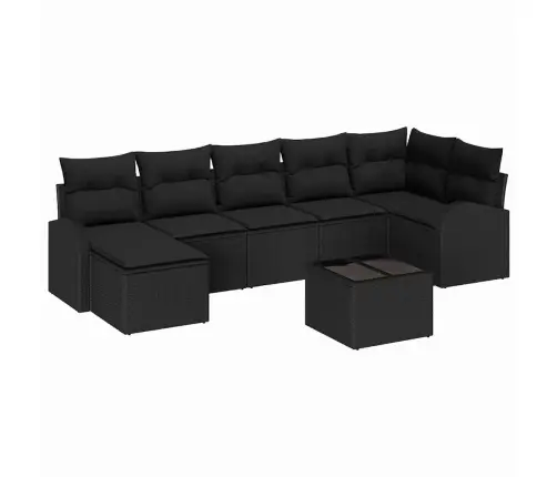 Dīvānu Komplekts Ar Spilvenu 8 Pcs Melna Poliratāns Vidaxl