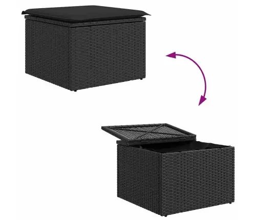 Sofos Komplektas Su Pagalve Su Saugykla 6 Pcs Juoda Poliratanas