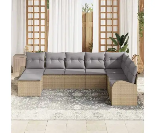 Sofos Komplektas 8 Pcs Bežė Ir Šviesiai Pilka Poliratanas