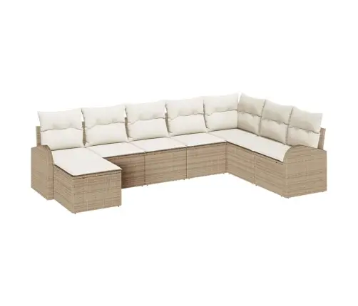 Sofos Komplektas Su Pagalve 8 Pcs Bežinė Ir Balta Poliratanas