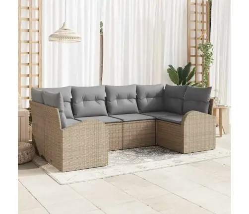 Dārza Dīvānu Komplekts 6 Pcs Bēša Un Gaiši Pelēka Poliratāns Vidaxl