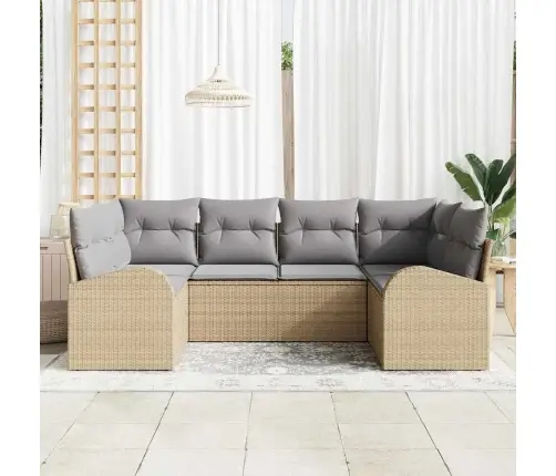 Dārza Dīvānu Komplekts 6 Pcs Bēša Un Gaiši Pelēka Poliratāns Vidaxl