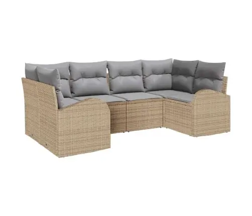 Dārza Dīvānu Komplekts 6 Pcs Bēša Un Gaiši Pelēka Poliratāns Vidaxl