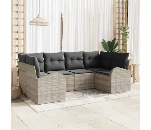 Dārza Dīvānu Komplekts 6 Pcs Gaiši Pelēka Un Tumši Pelēka Vidaxl