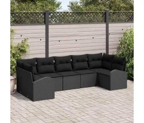 Aia Diivanikomplekt Padjaga Ladustamisega 7 Pcs Must Polürotang