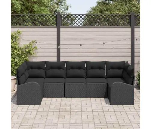 Aia Diivanikomplekt Padjaga Ladustamisega 7 Pcs Must Polürotang